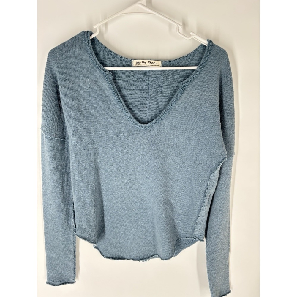 Free People Come & Get It Thermal Top Sz XS V Neck Grunge Boho Lounge Distressed - Picture 2 of 11
